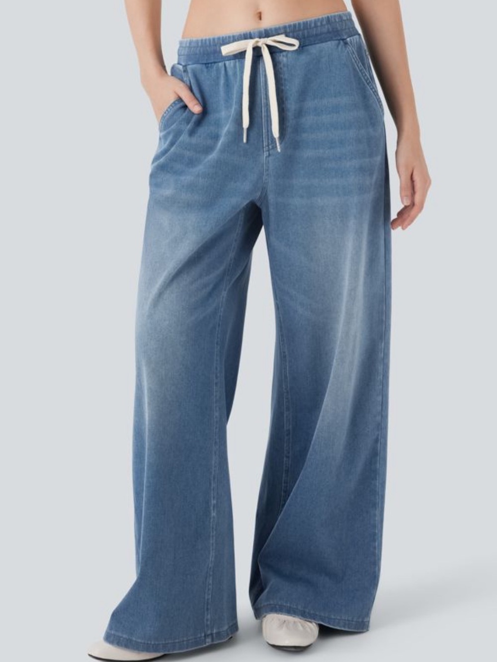 Halara Flex™ Low Rise Drawstring Stretchy Knit Casual Baggy Sweatpants Jeans
